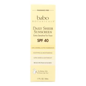 Babo Botanicals - Sunscreen - Daily Sheer - Spf 40 - 1.7 Oz