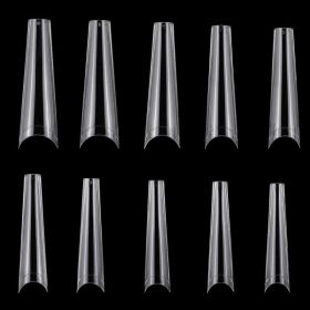 500Pcs False Nail Tips C Curve Half Cover French Nails Extra Long Fake Finger Nails For Nail Art Salons Home DIY 10 Sizes (Option: Transparent)