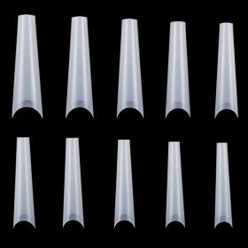 500Pcs False Nail Tips C Curve Half Cover French Nails Extra Long Fake Finger Nails For Nail Art Salons Home DIY 10 Sizes (Option: Natural)