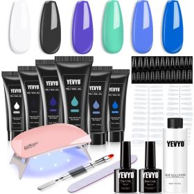 6 PCS Polygel Nail Kit With UV Nail Lamp, Slip Solution, Top Base Coat, Builder Nails Art Tools For Beginners (Option: Multicolour)